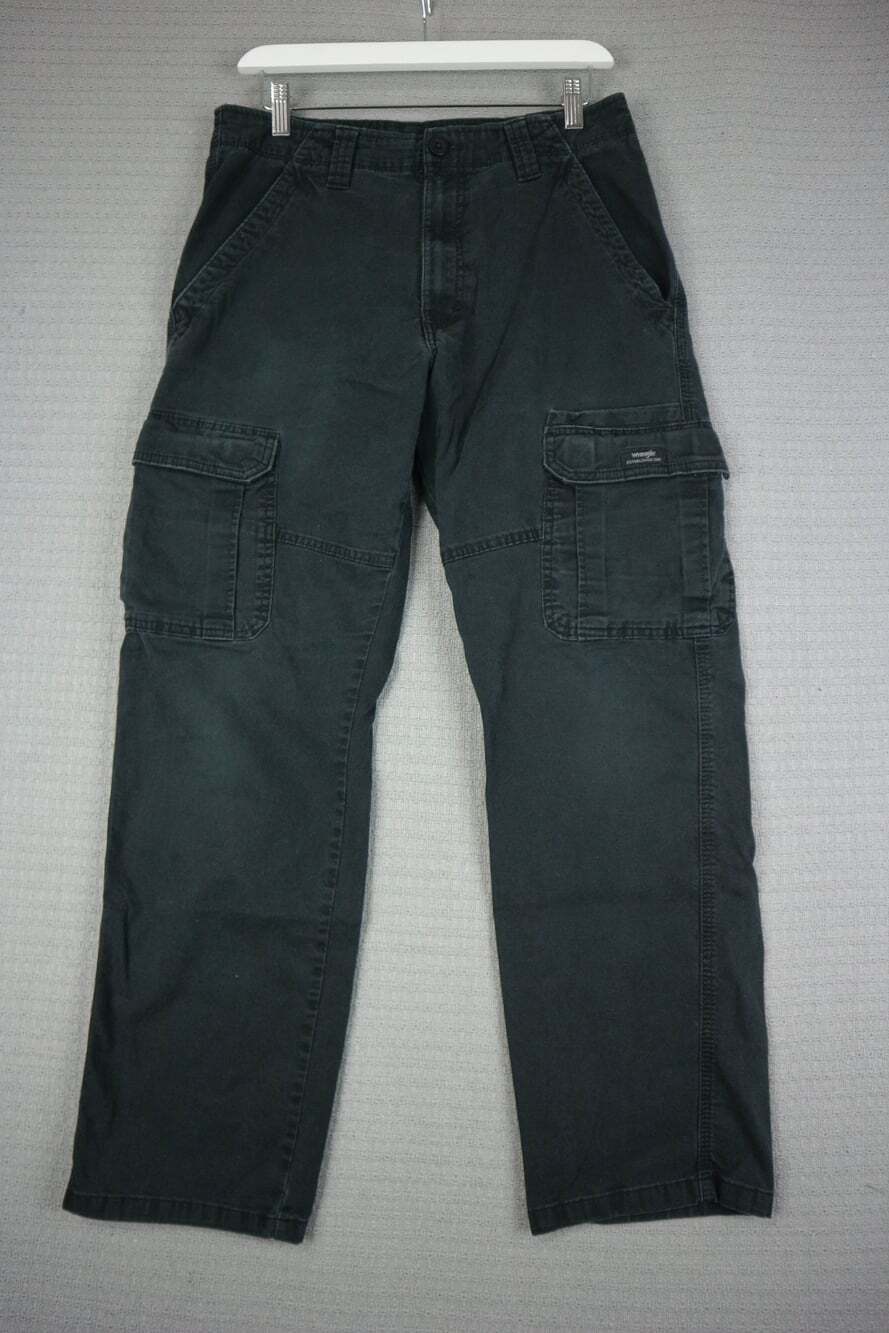 Wrangler Relaxed Fit Cargo Black Cotton Straight Cut Mens 30x30